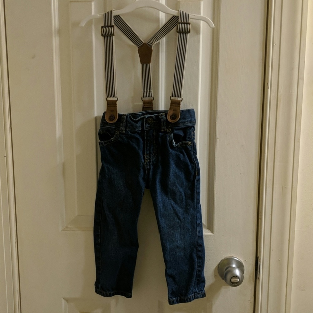 Jeans with suspenders